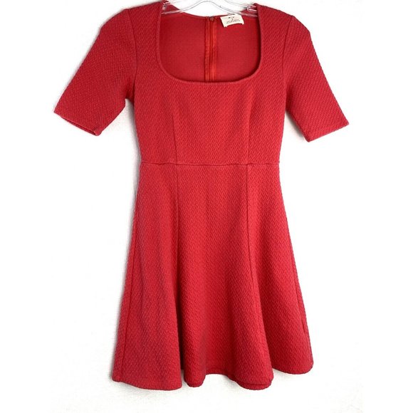 Pins And Needles Dress Women's Mini Fit Flare Square Neck Half Sleeve Back Zip S - Picture 1 of 9